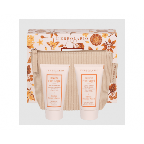 Bacche Fiori Legni Beauty-Pochette Biancospino: Bagnoschiuma 75 ml e Crema Fluida per il Corpo 75 ml - Edizione limitata