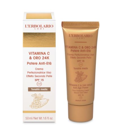 Vitamina C & Oro 24K Crema Perfezionatrice Viso Effetto Seconda Pelle SPF 15 Tonalità Media 50 ml