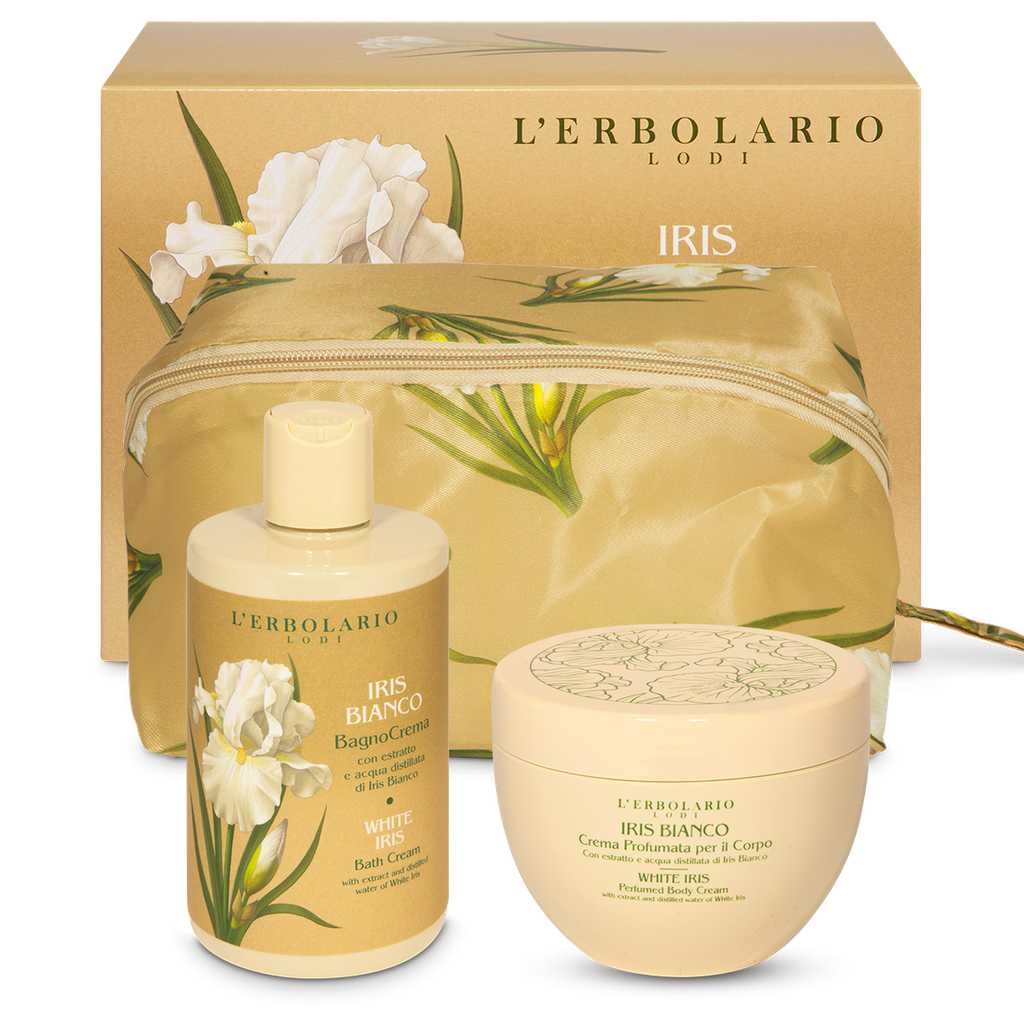 Iris Bianco Beauty-Case Gemma: BagnoCrema 300 ml e Crema Profumata per il Corpo 300 ml