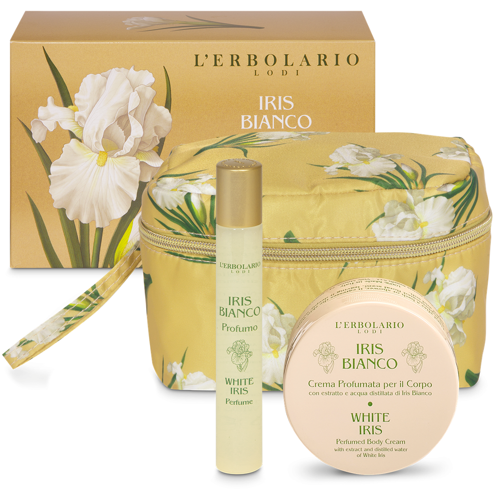 Iris Bianco Mini Beauty-Case Petalo: Profumo 15 ml e Crema profumata per il Corpo 75 ml