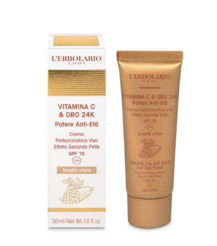 [988146801] Vitamina C & Oro 24K Crema Perfezionatrice Viso Effetto Seconda Pelle SPF 15 Tonalità Chiara 50 ml